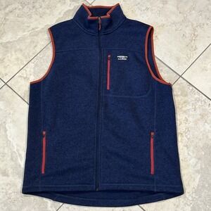 LL Bean Bean's Sweater Fleece Vest Mens LT Bright Navy Blue Slightly Fitted Hike